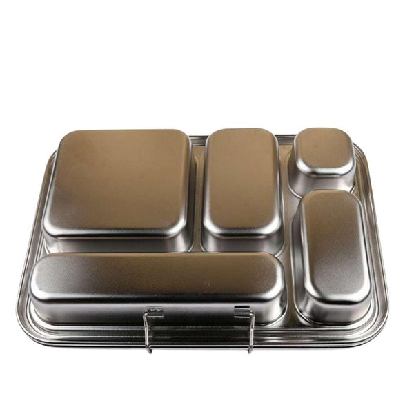 Backside of our Stainless Steel Bento Box Canada are The Best Leakproof 5 Compartments Stainless Stell Bento Lunch Box from Kiddy Planet