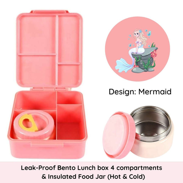 Bento Lunch Box 2in1 - Mermaid - Cold & Hot - With Food Jar