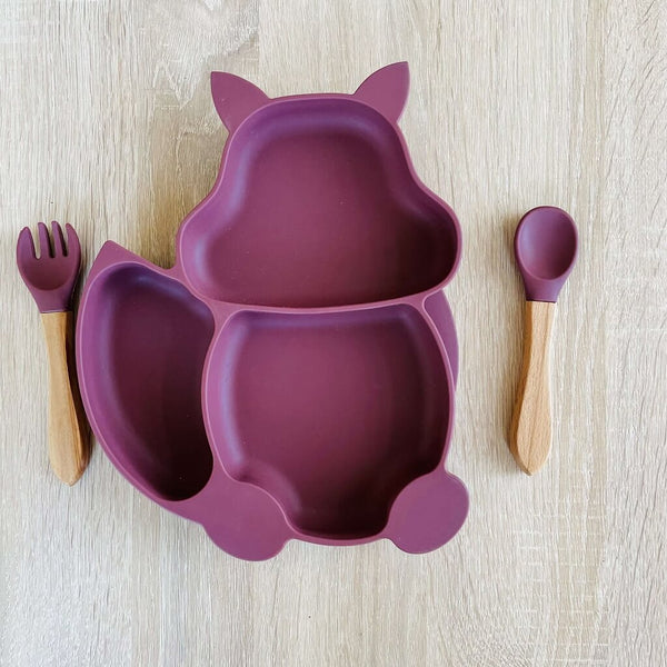 Beautiful Baby Fox Suction Plate Set from Kiddy Planet Bento Lunch Box Store