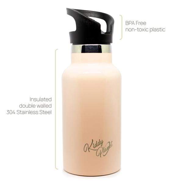 Peach Stainless Steel Water Bottle - Made by KiddyPlanet - Bento Lunch Box