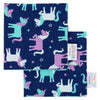 Set of Two Reusable Cloth Napkins for Kids - Unicorns