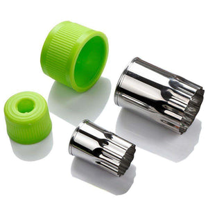 2 Pcs Green Cutters Set with different shape of fish, rabbit, flower, duckling, star, strawberry, mushroom and so on. The cutters Set are made to be included inside Kids Bento Lunch Box