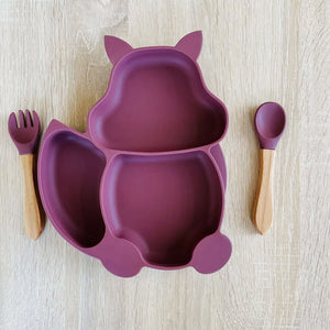 Beautiful Baby Fox Suction Plate Set from Kiddy Planet Bento Lunch Box Store